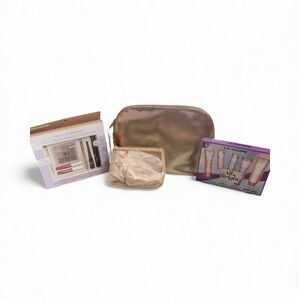 Bundle Gold Cosmetic Bag Set and two sets of makeup